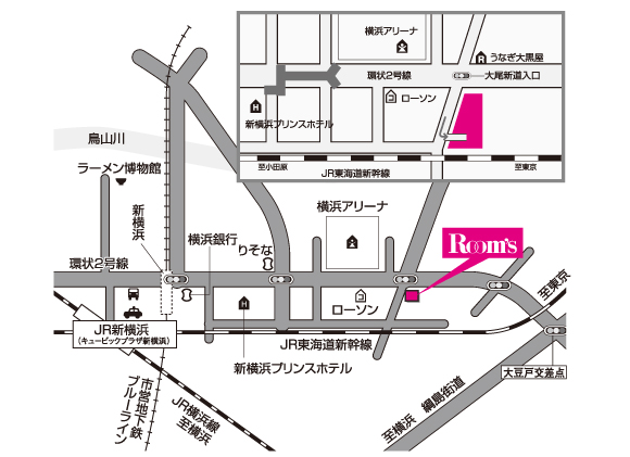 ルームズ大正堂新横浜店地図