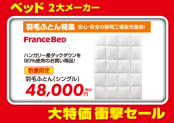 羽毛布団税込48,000円
