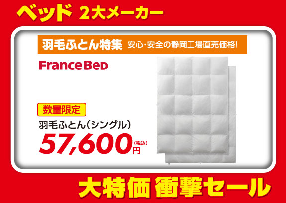 羽毛布団税込57,600円