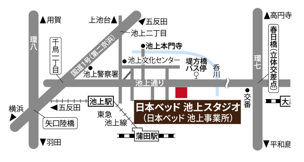 日本ベッド池上スタジオアクセスマップ