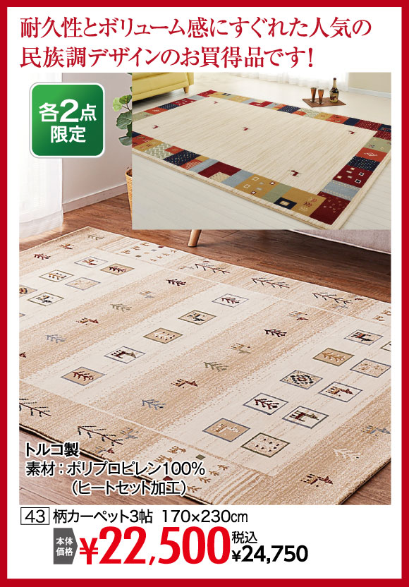 柄カーペット：税込￥24,750