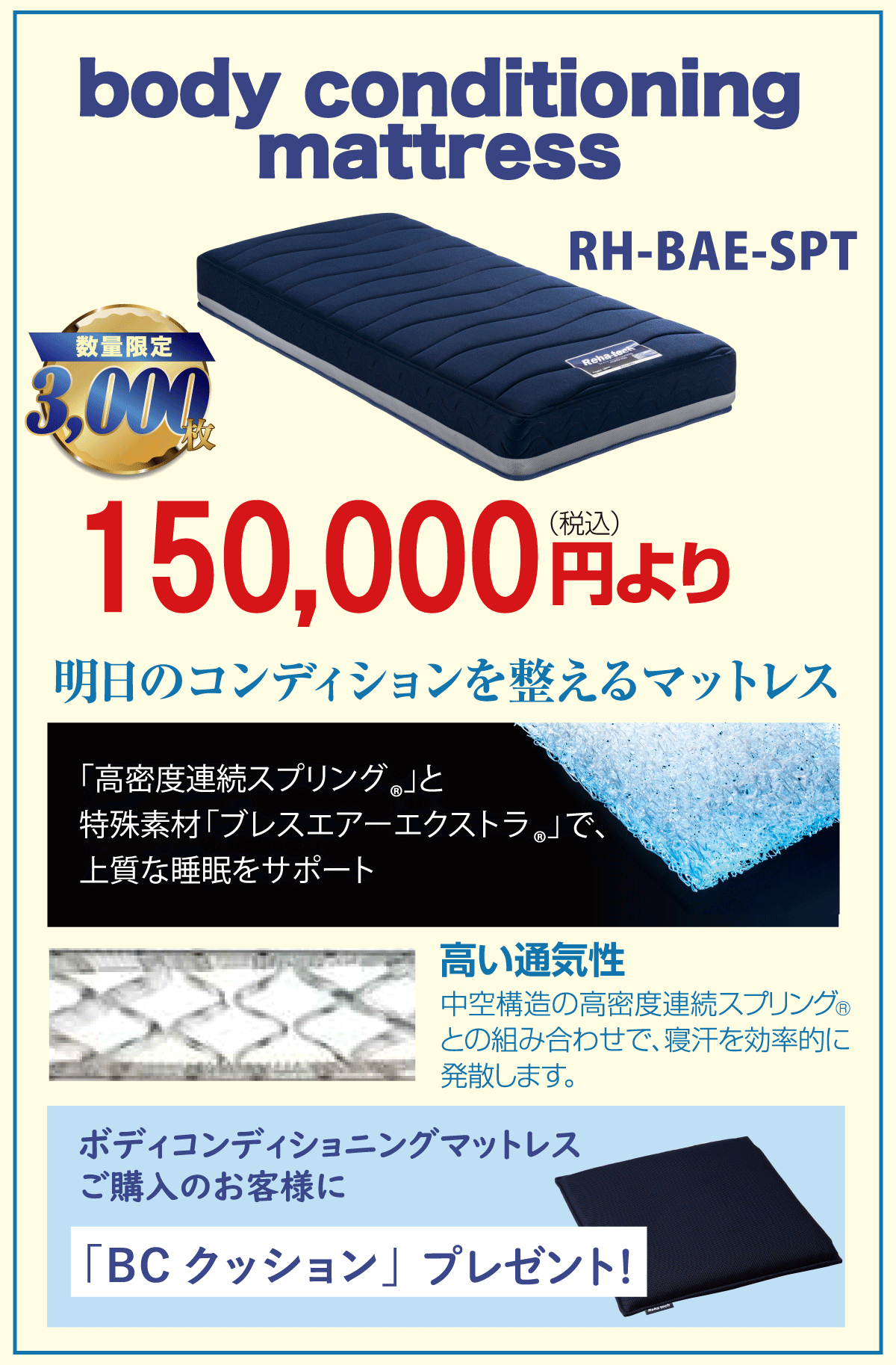 各種マットレスが勢ぞろい