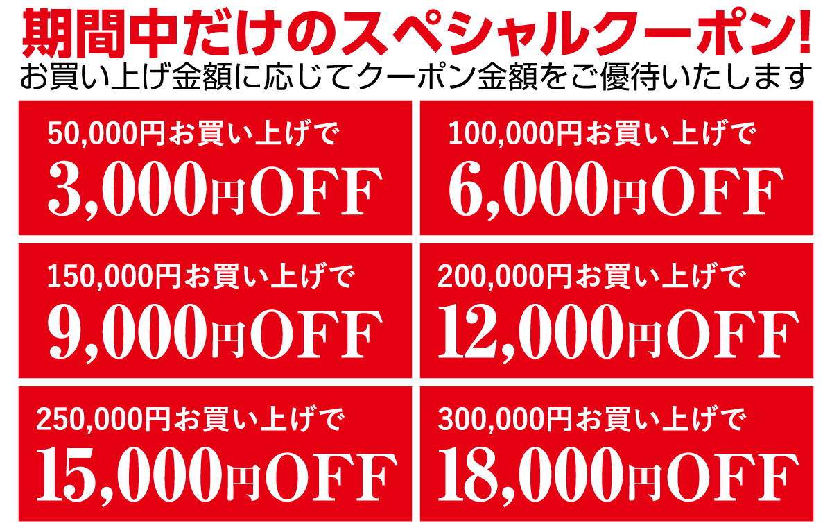ご購入特典:ご購入金額に応じた割引クーポン