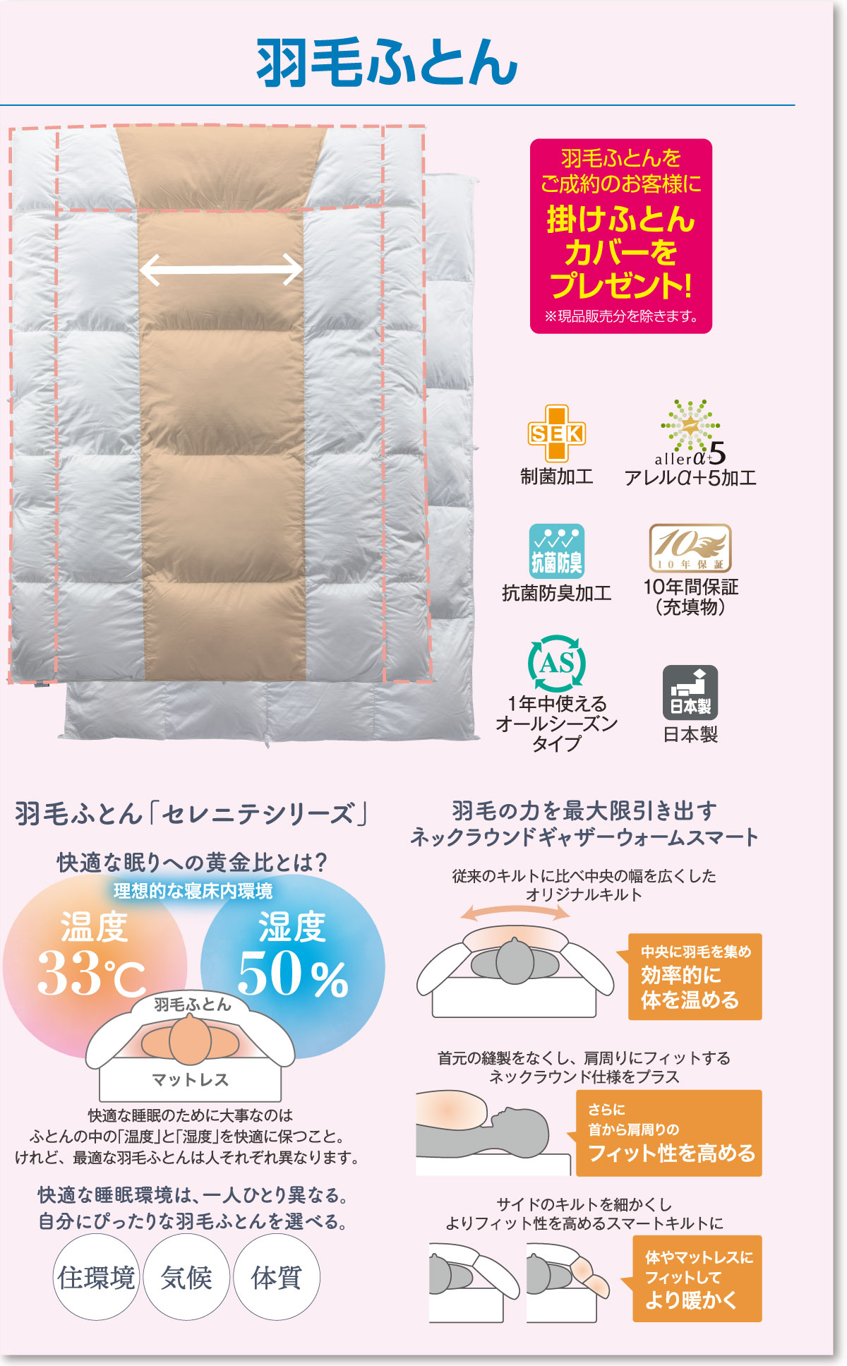 フランスベッドの羽毛ふとん