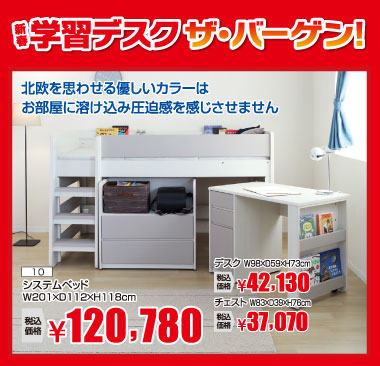 北欧カラーのシステムベッド