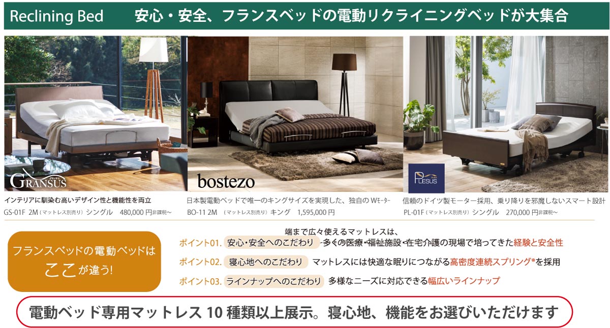 安心安全フランスベッドの電動リクライニングベッド