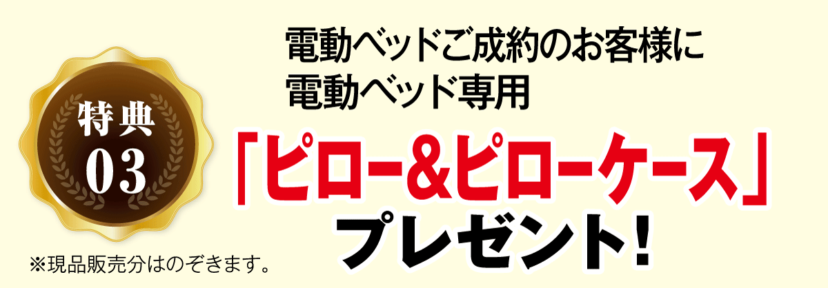 電動ベッドご成約のお客様に専用ピロー＆ピローケースプレゼント