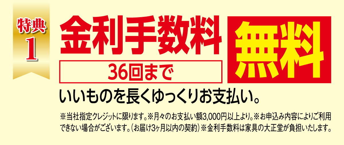 現金価格でお買い物：36回分割金利手数料無料