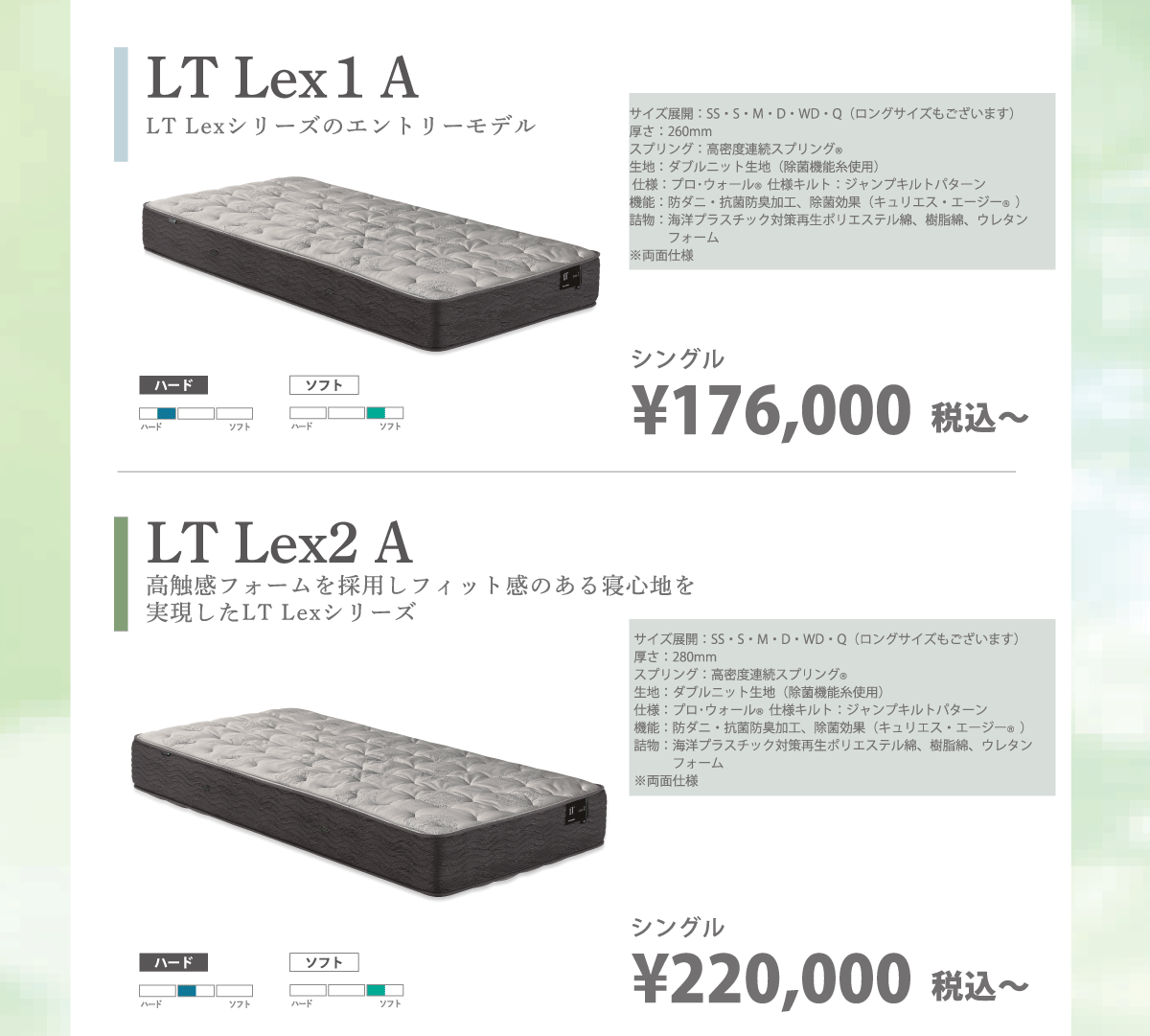 トリートメントマットレスの様々なタイプをご紹介。
