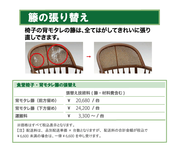 籐の張替サンプル